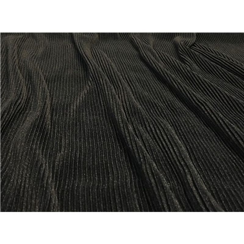Plisserad Polyester med Glitter - Svart