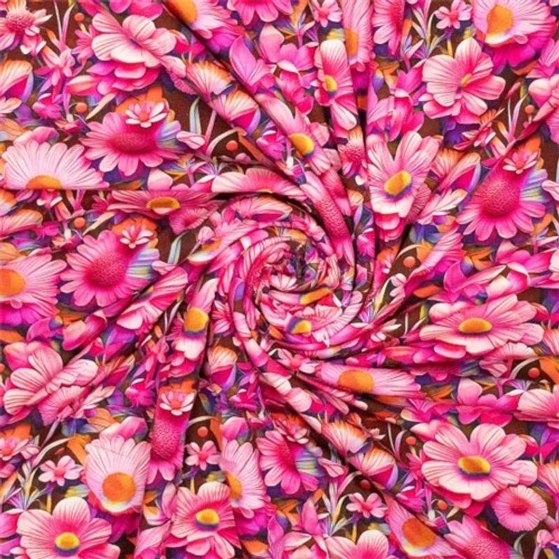 3D Flowers Pink Viskostrikå