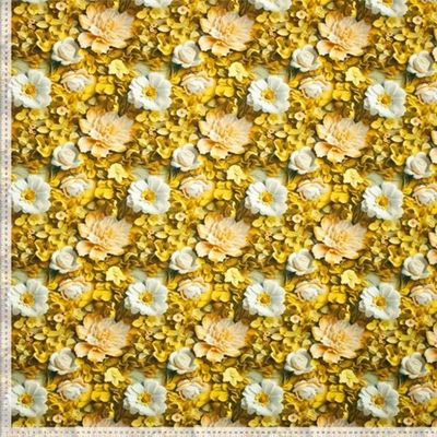 3D Flowers Yellow Viskostrikå