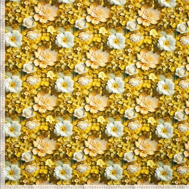 3D Flowers Yellow Viskostrikå
