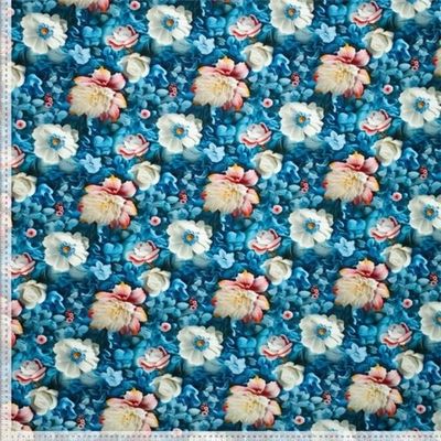 3D Flowers Blue 2 Viskostrikå