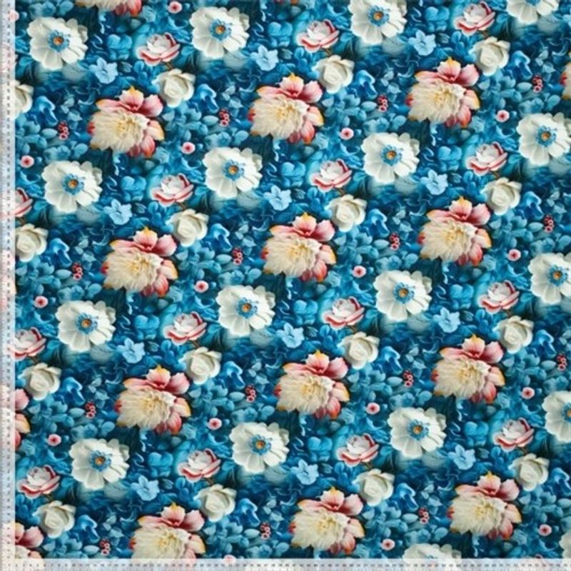 3D Flowers Blue 2 Viskostrikå