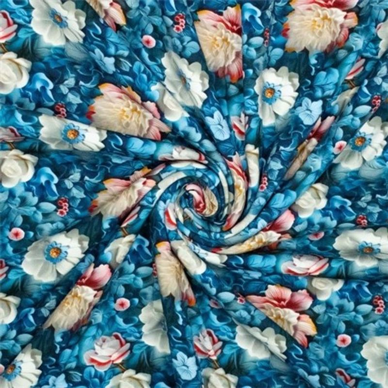 3D Flowers Blue 2 Viskostrikå