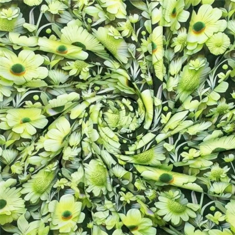 3D Flowers Green Viskostrikå