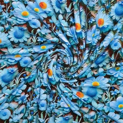 3D Flowers Blue Viskostrikå
