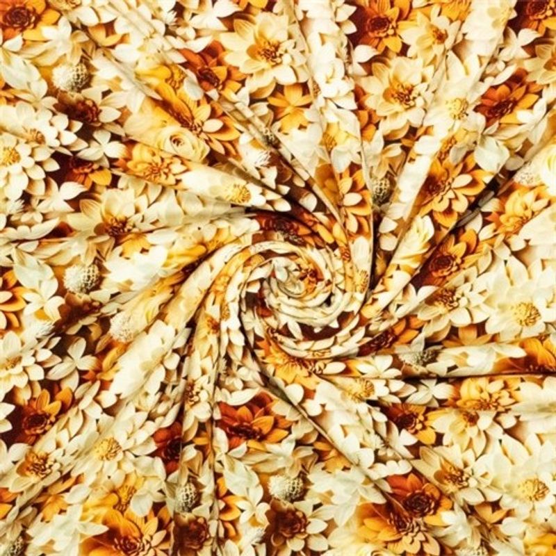 3D Flowers Orange Viskostrikå