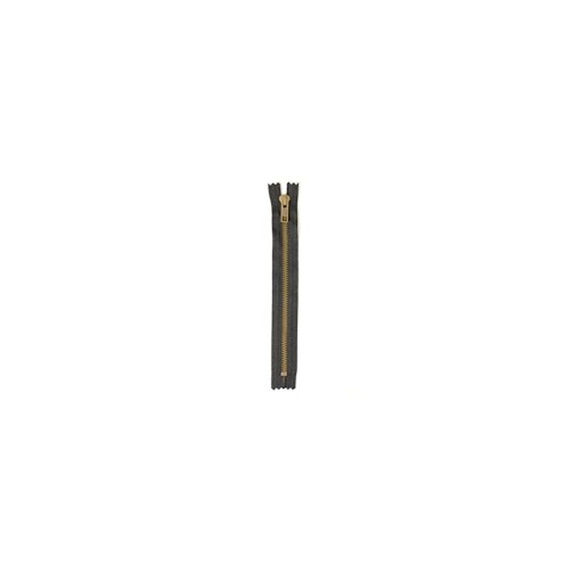 Blixtlås 6 mm Antik mässing 10 cm Ej delbar Svart