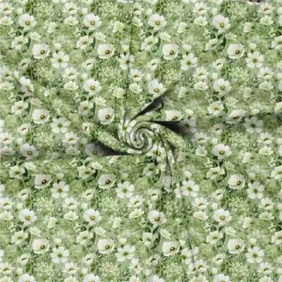Eleganta blomster grön Ribbad jersey