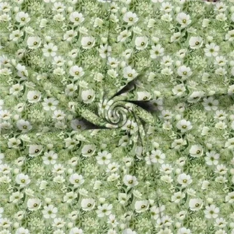 Eleganta blomster grön Ribbad jersey