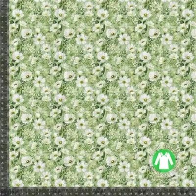 Eleganta blomster grön Ribbad jersey