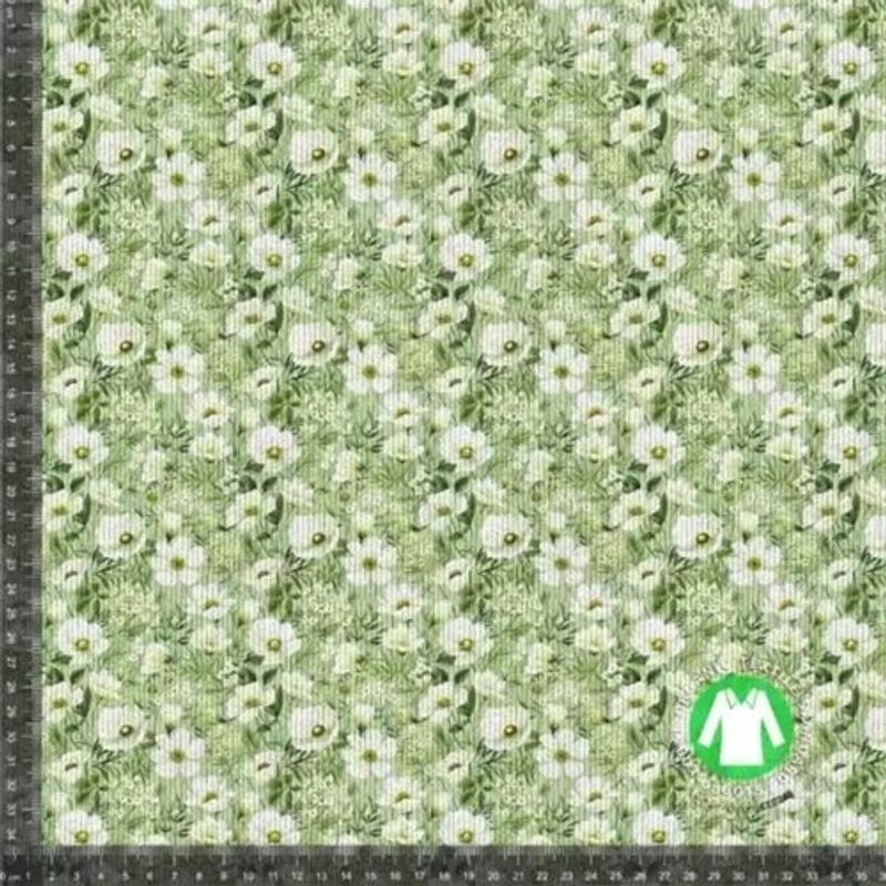 Eleganta blomster grön Ribbad jersey