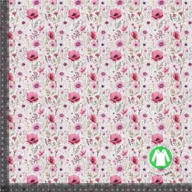 Vackra rosa blomster Ribbad Jersey