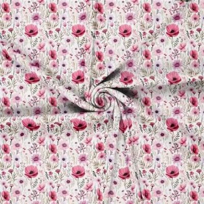 Vackra rosa blomster Ribbad Jersey
