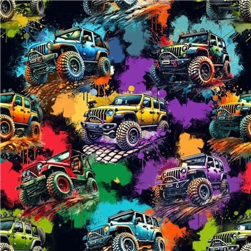 Colourful Jeeps Jogging