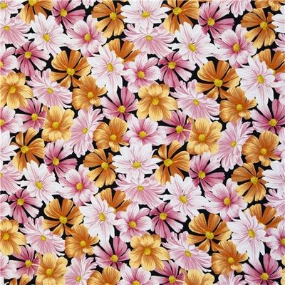 Pink And Yellow Flowers On Black Jogging