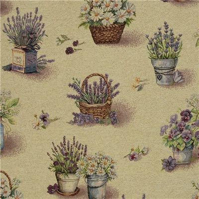 Gobeläng - Blommor i Hinkar & Krukor