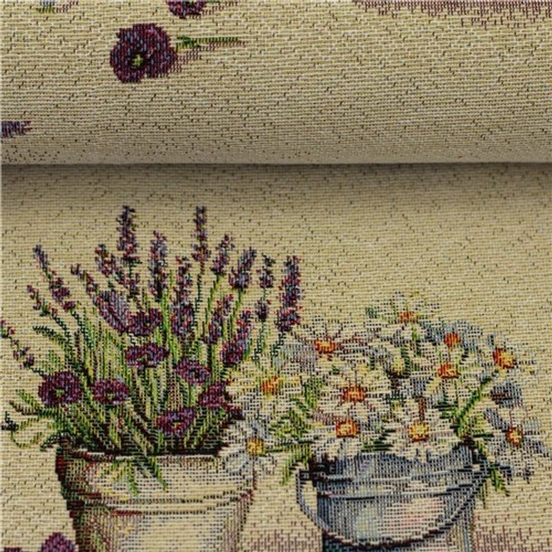 Gobeläng - Blommor i Hinkar & Krukor