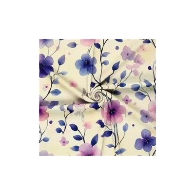 Lila Blomster Ribbad Jersey