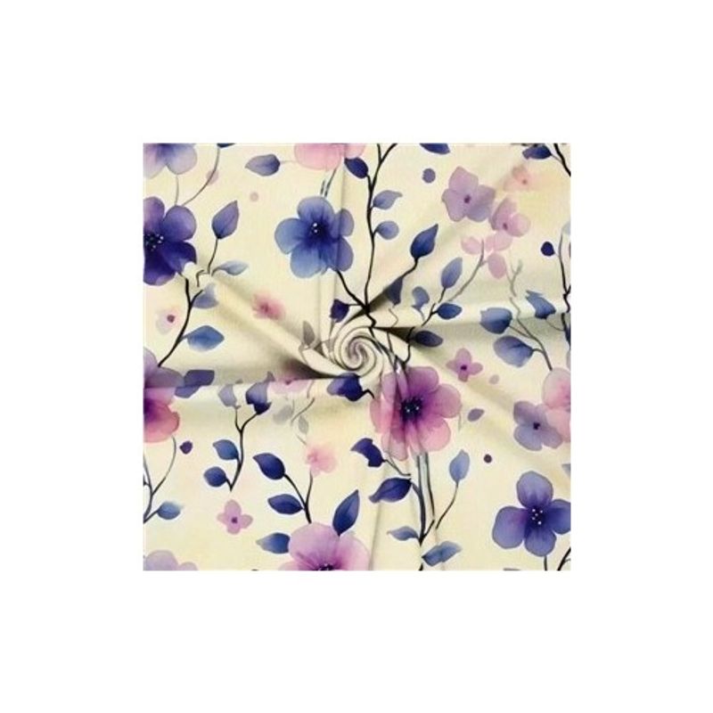 Lila Blomster Ribbad Jersey