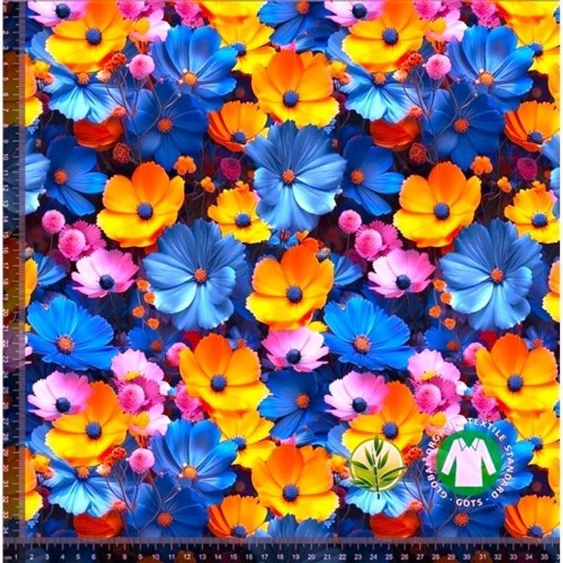 Färgglada blommor 2 - Digitaltryckt Bambu