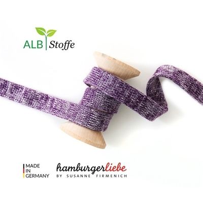 Rundstickade band till Hoddies 1,2 cm - Lila Melerad
