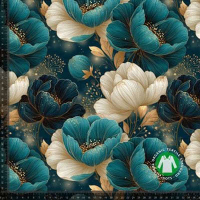 Creme och petrol blomster