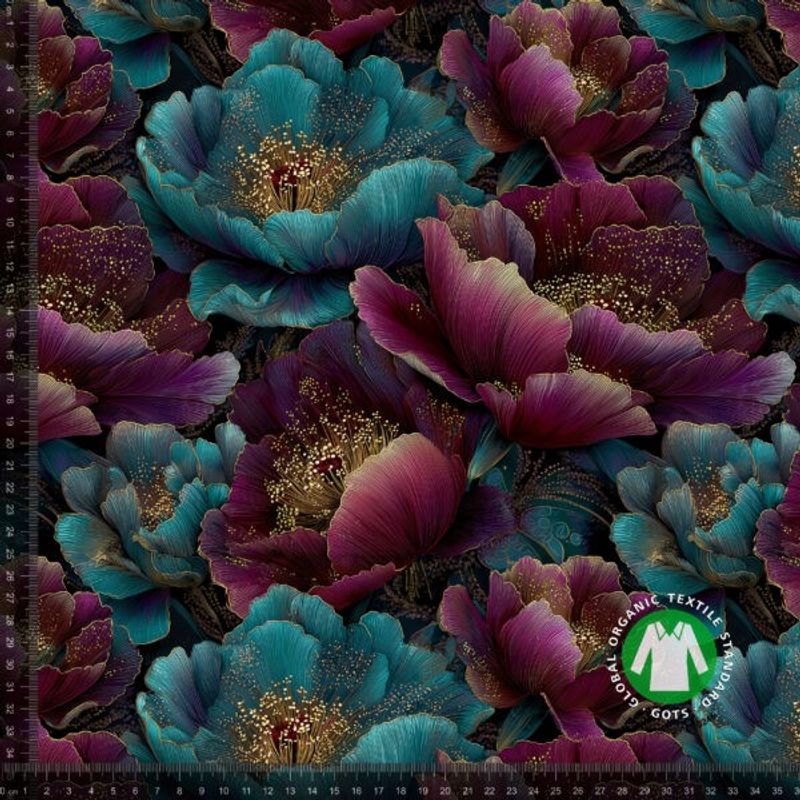 Petrol och lila pioner