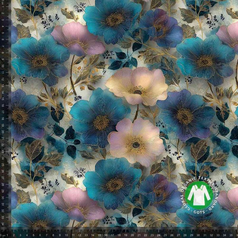 Blå Lila Guld Blommor
