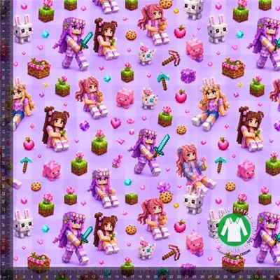 Gamer pixel girls - ljuslila rutig