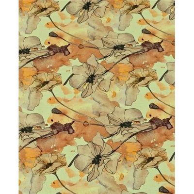 Digitaltryckt Bambu - Beige blommor i vattenfärg