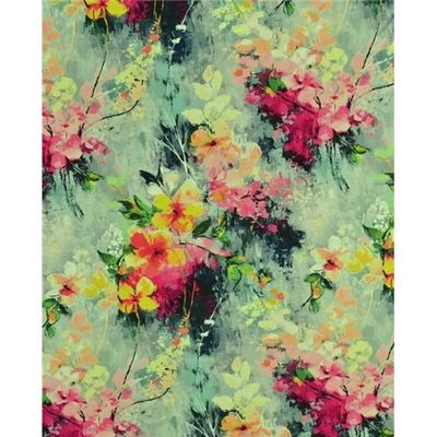 Digitaltryckt Bambu - Blomster och blad Grå