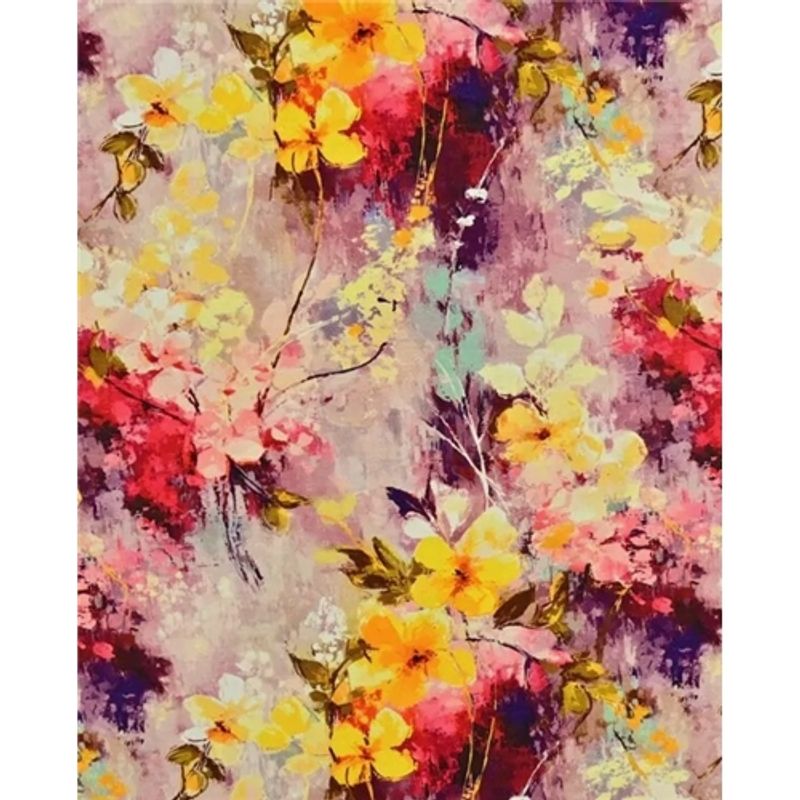 Digitaltryckt Bambu - Blomster och blad Röd