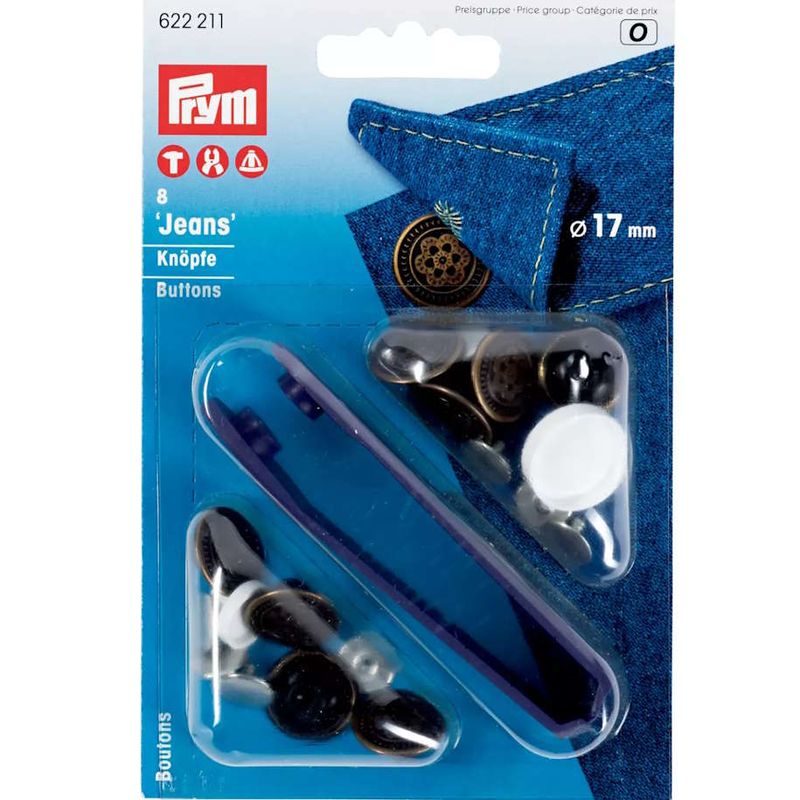 Prym Jeansknappar 17 mm, Mörk Mässing, Design Blomma