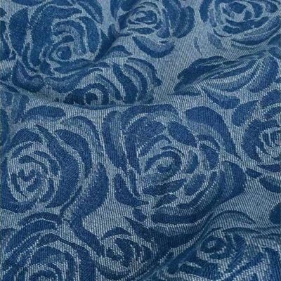 Denim Jacquard - Rosor Blå
