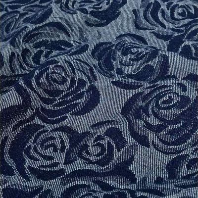 Denim Jacquard - Rosor Mörkblå