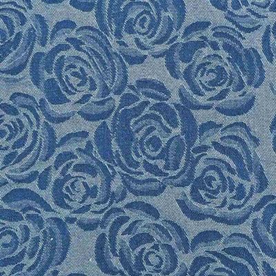 Denim Jacquard - Rosor Blå