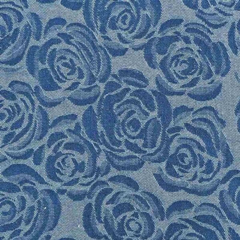 Denim Jacquard - Rosor Blå