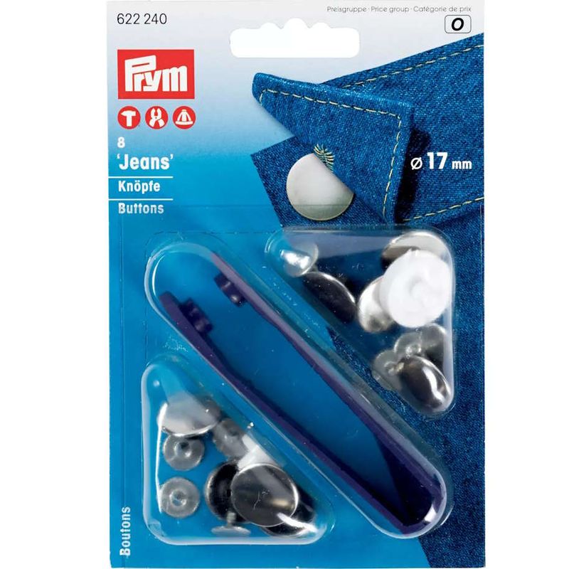 Prym Jeansknappar 17 mm, Enkel, Silverfärgad