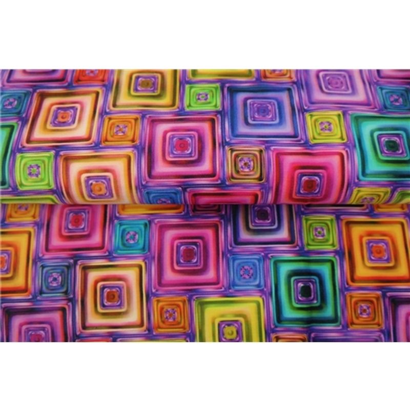 Retro blocks Bomullssatin