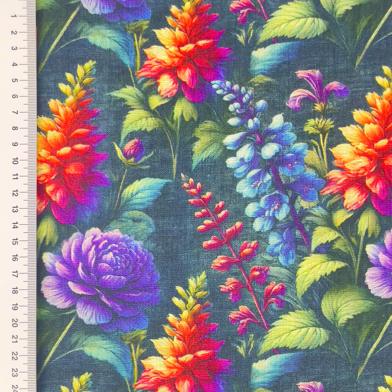 Mönstrat Viskoslinne Färgglada Blommor