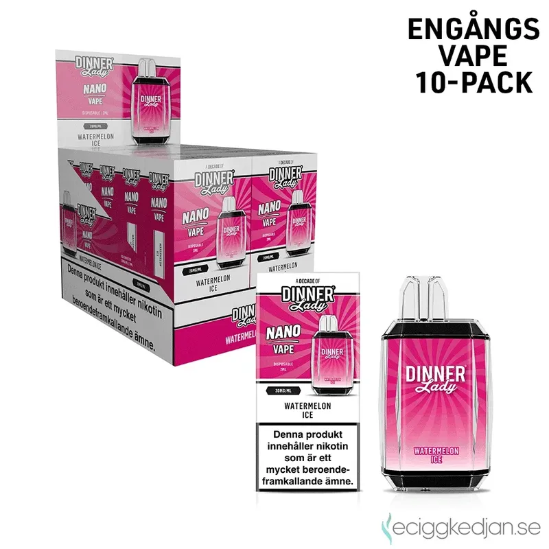 Dinner Lady Nano Cube | Watermelon Ice | Engångsvape | 10pack