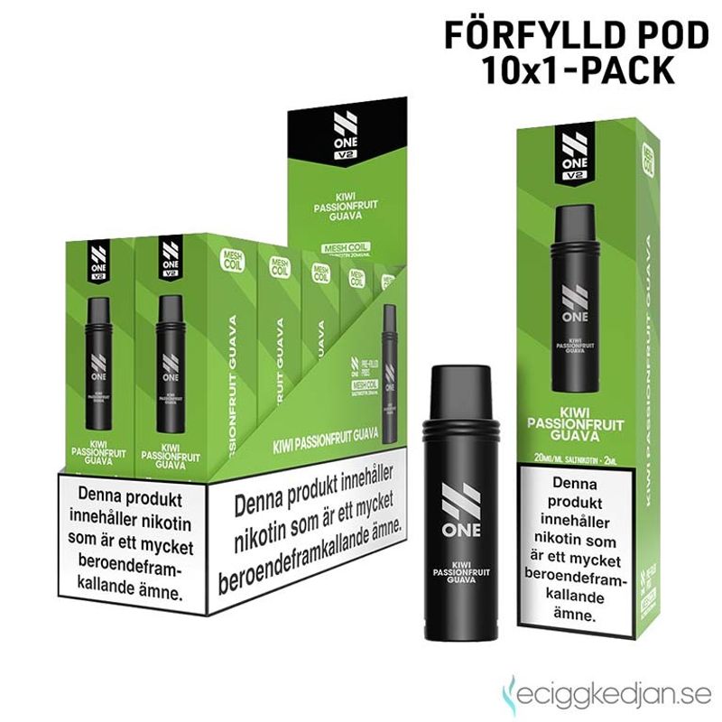N One Pod V2 | Kiwi Passionfruit Guava | Förfylld Pod | 10pack