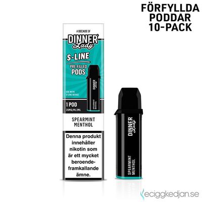 Dinner Lady S-Line Pod | Spearmint Menthol | Förfylld Pod | 10pack
