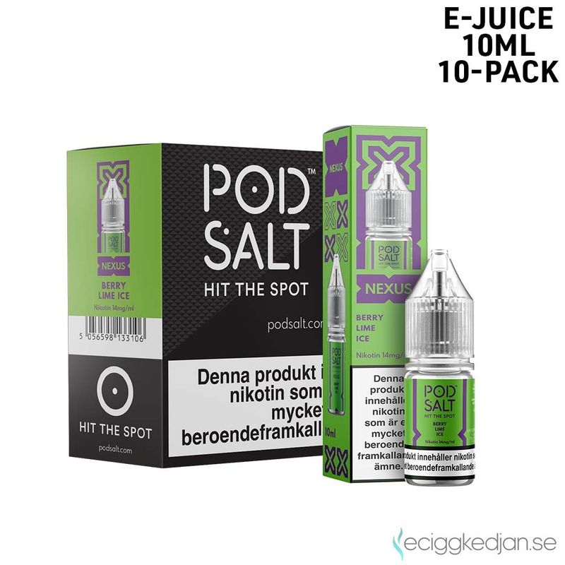 Pod Salt Nexus | Berry Lime Ice | 10ml E-Juice | 10pack