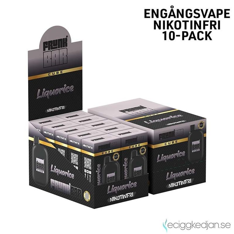 Frunk Bar Cube ZERO | Liquorice | Nikotinfri Engångsvape | 10pack