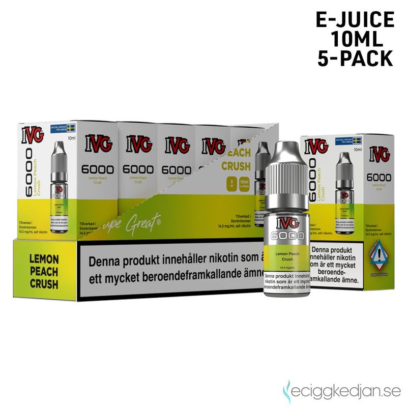 IVG 6000 | Lemon Peach Crush | 10ml E-Juice | 14,5mg Saltnikotin | 5pack