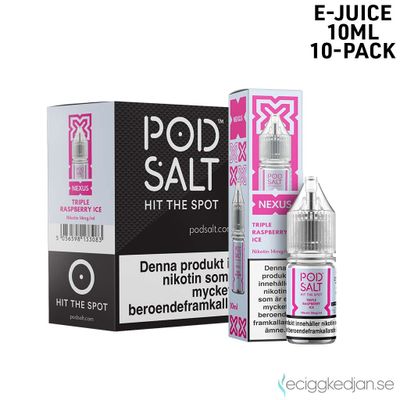 Pod Salt Nexus | Triple Raspberry Ice | 10ml E-Juice | 10pack