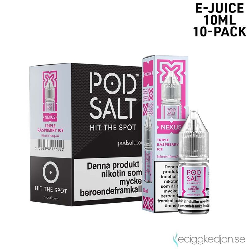 Pod Salt Nexus | Triple Raspberry Ice | 10ml E-Juice | 10pack