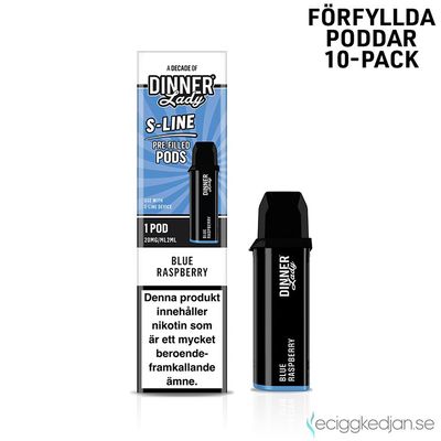 Dinner Lady S-Line Pod | Blue Raspberry | Förfylld Pod | 10pack
