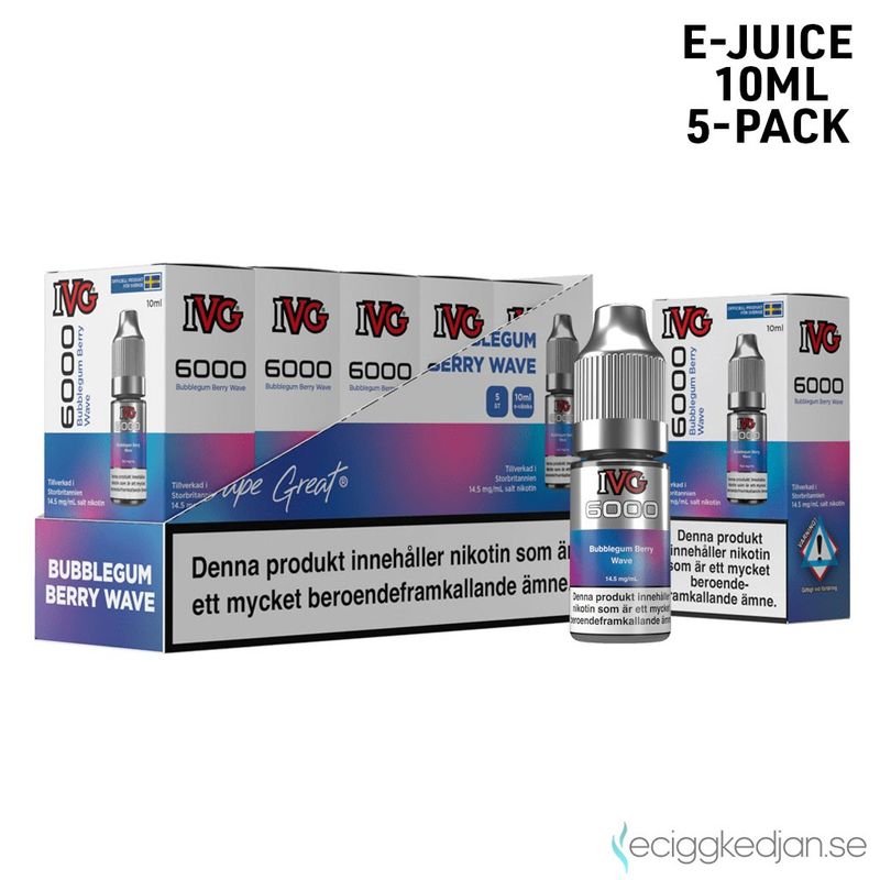 IVG 6000 | Bubblegum Berry Wave | 10ml E-Juice | 14,5mg Saltnikotin | 5pack